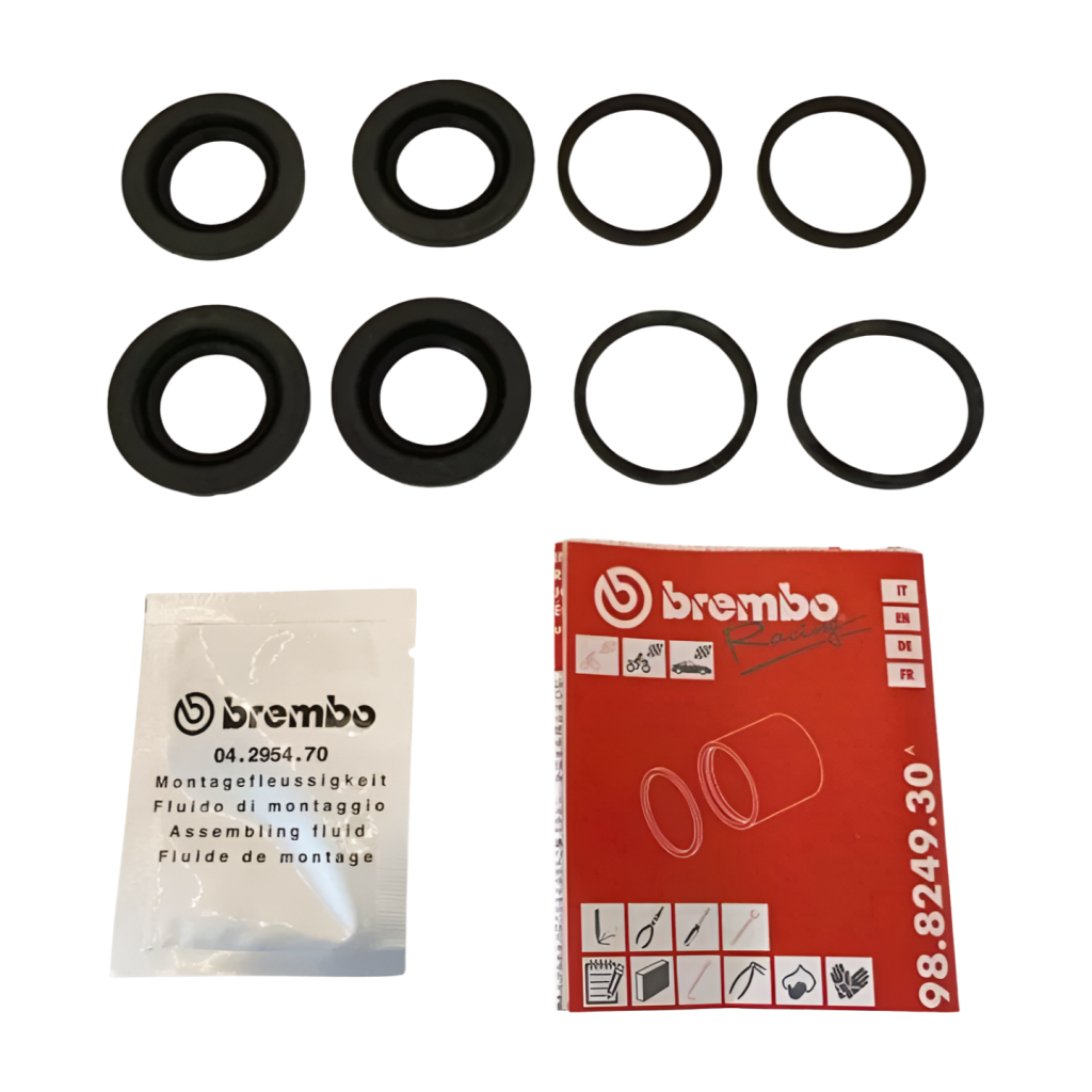 Brembo P4 Axial Brake Caliper Right Side Black 4 Piston (red lettering